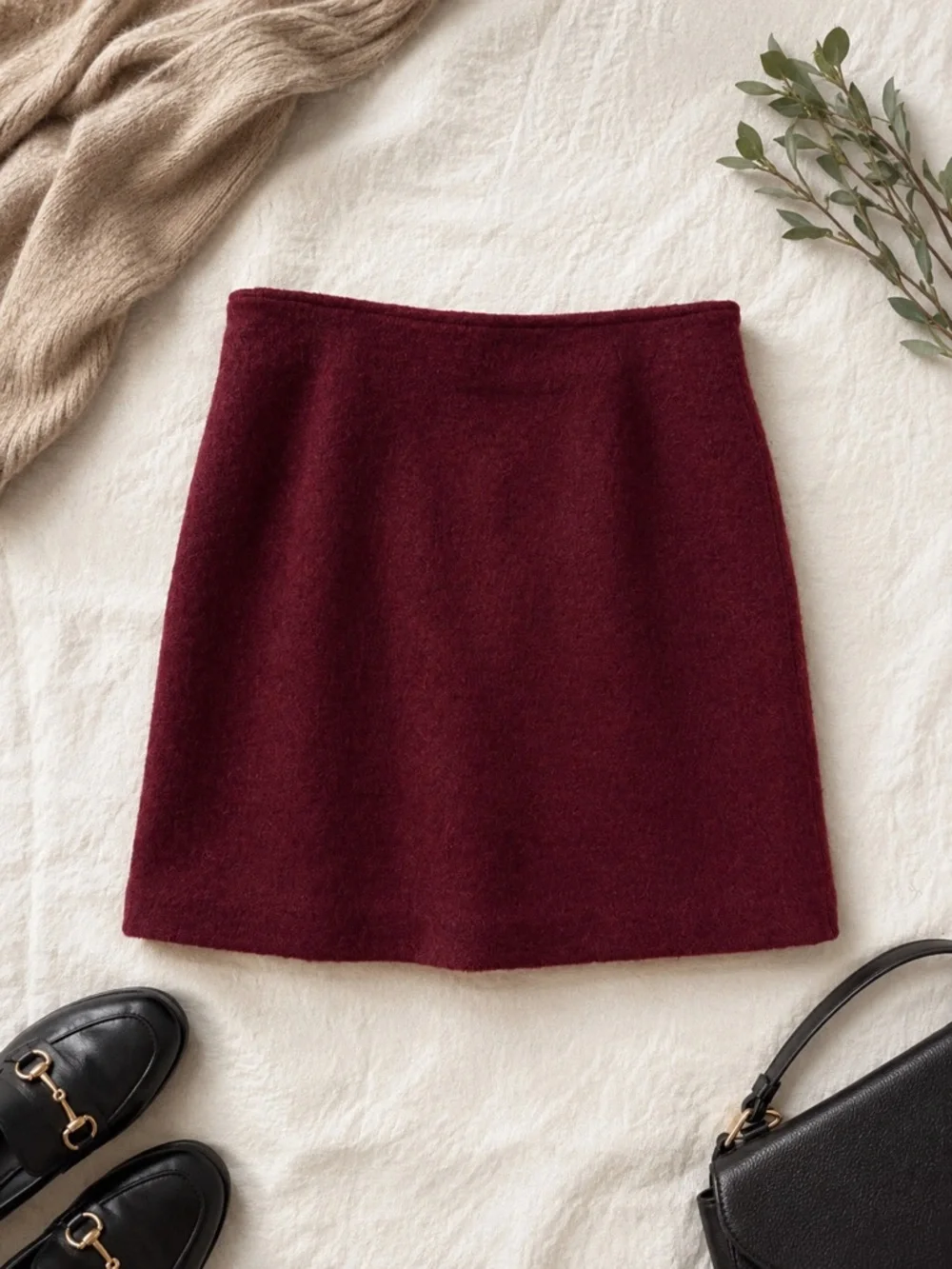 Joie Burgundy Wool Blend A-Line Skirt Size Medium